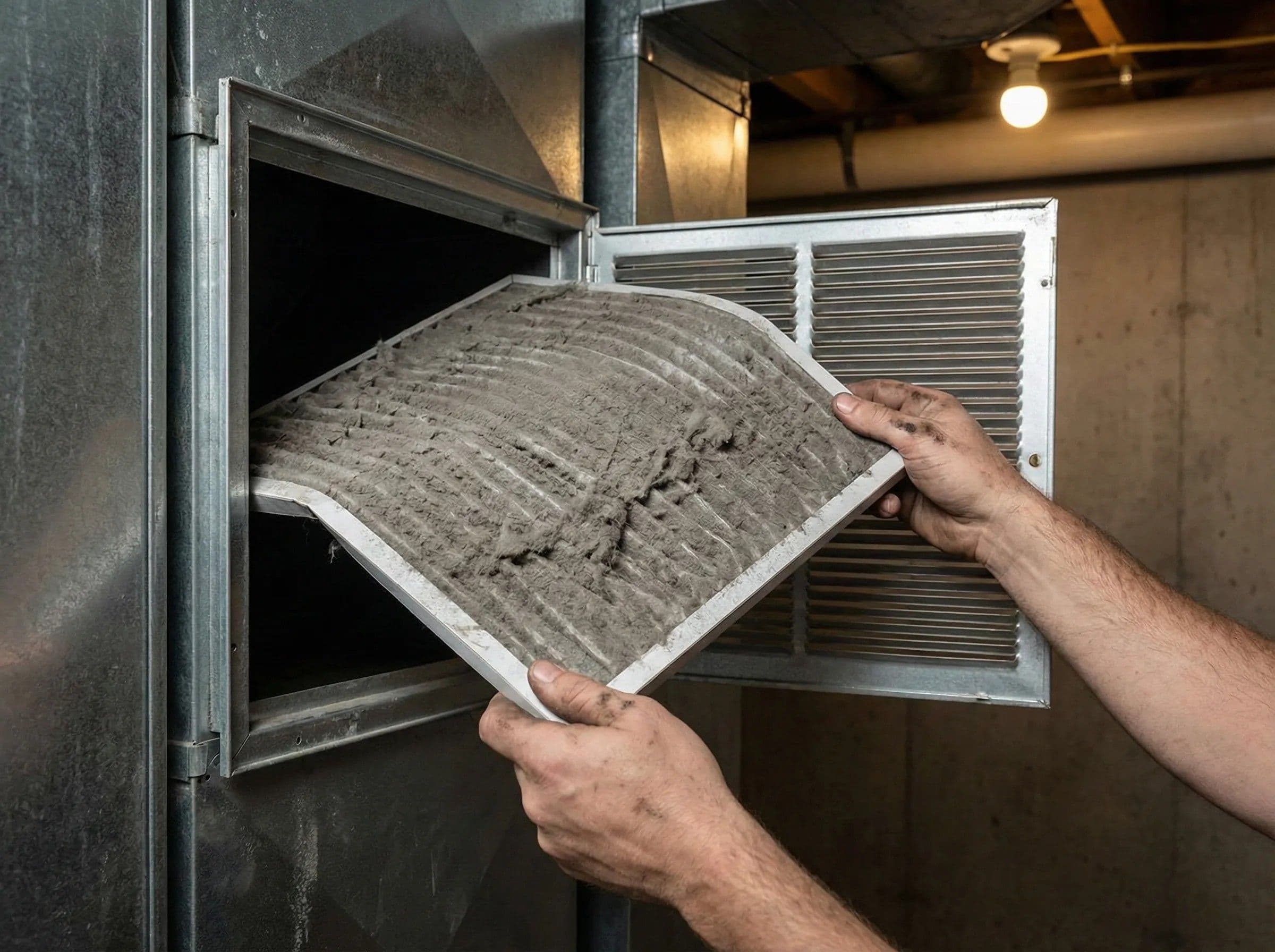 irty HVAC air filter restricting airflow and causing AC not cooling.
